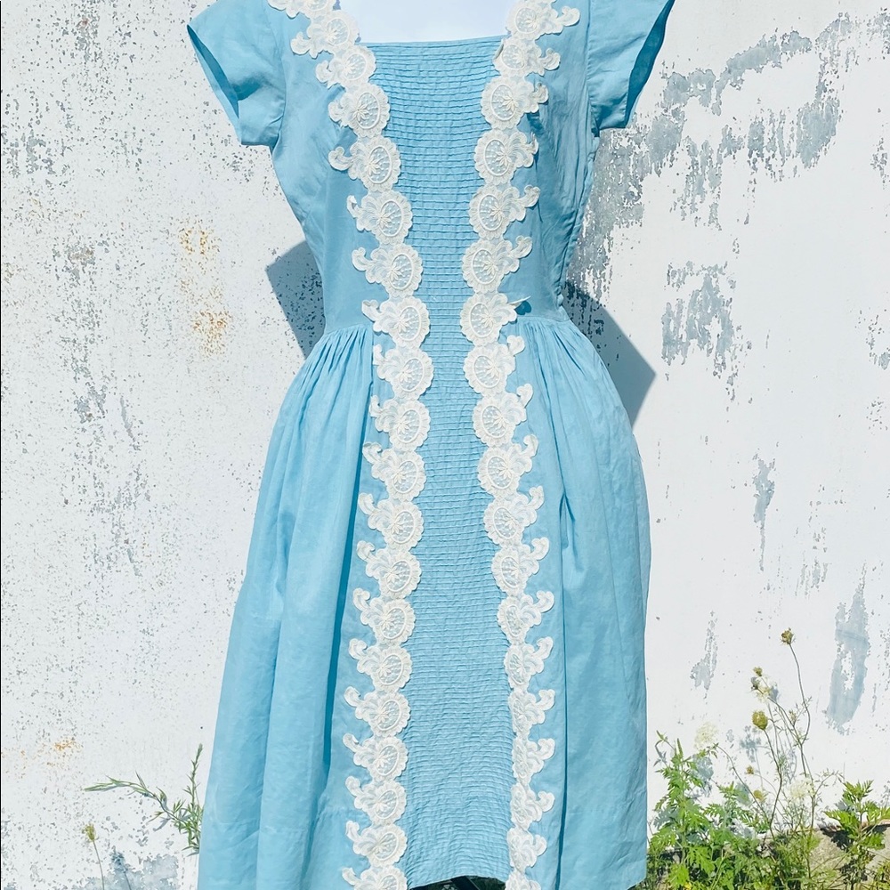 Real Vintage 1950s Dress Fit Flare Rockabilly Midi